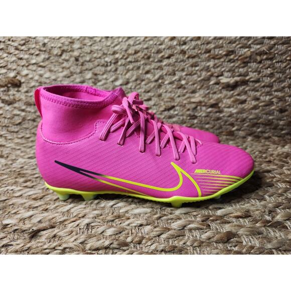 Nike Mercurial Superfly 9 Bright Pink Yellow Soccer Cleats Unisex Kids Size 6Y - Picture 1 of 14